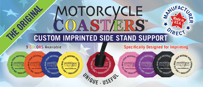 Motorcycle Coasters Custom Imprinted Side Stand Support